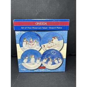 Oneida Snow Family Fun by Debbie Taylor-Kerman Salad or Dessert Plates, Set of 4